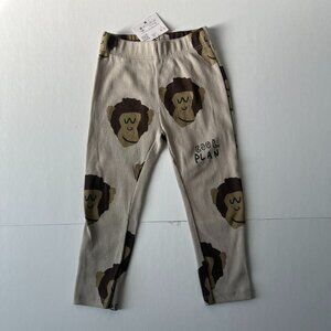 Zara Ribbed Monkey "Cool Plan" Unisex Toddler Leggings NWT
